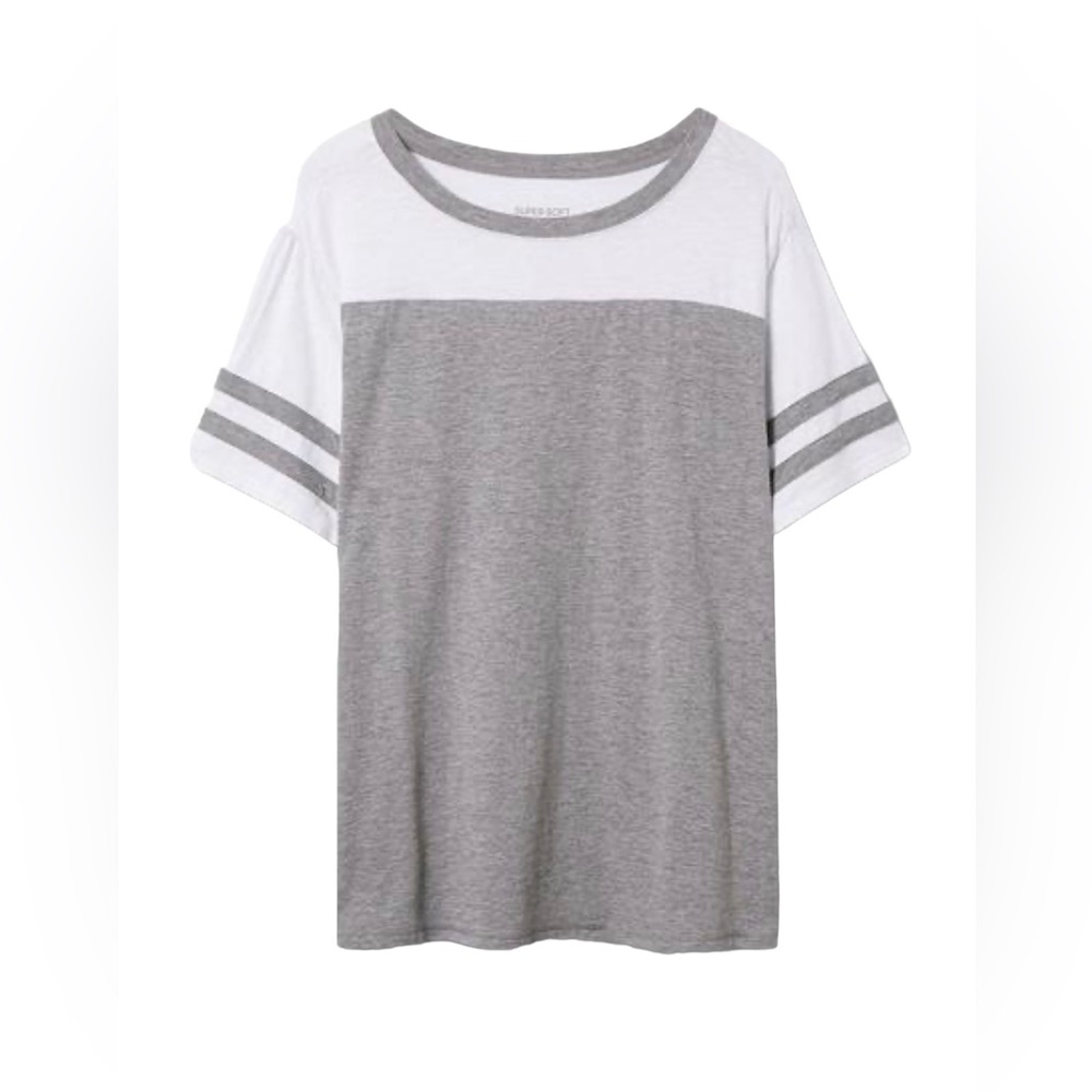 Torrid Super‎ Soft Slub Boat Neck Elbow Sleeve Varsity Tee top shirt 00 0X 1X 2X